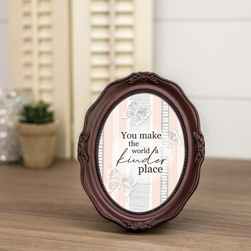 Make The World A Kinder Place Mahogany 5 x 7 Oval Wall And Tabletop Photo Frame