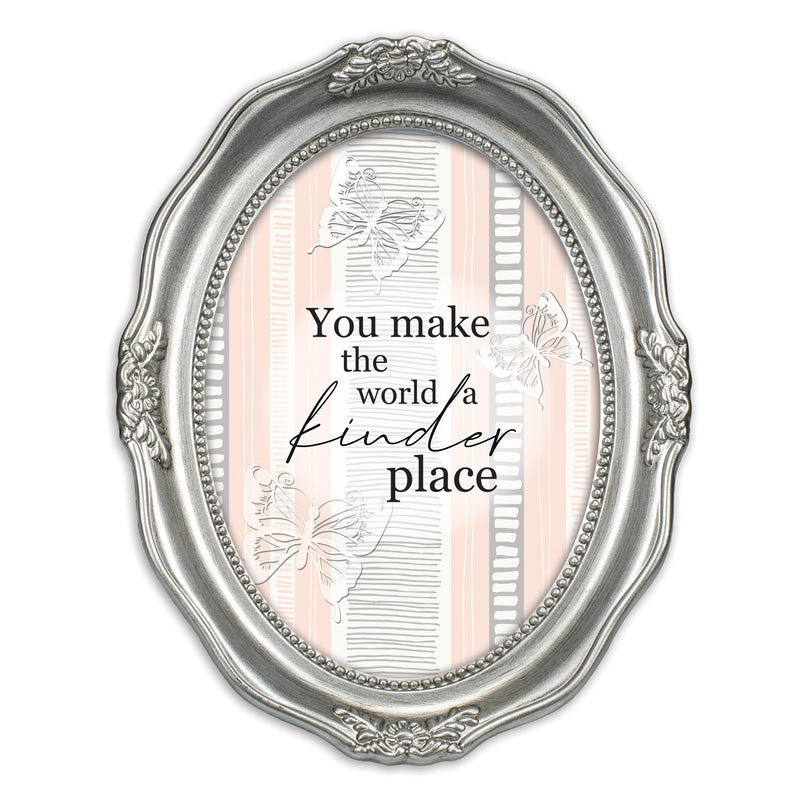 Make The World A Kinder Place Silver 5 x 7 Oval Wall And Tabletop Photo Frame