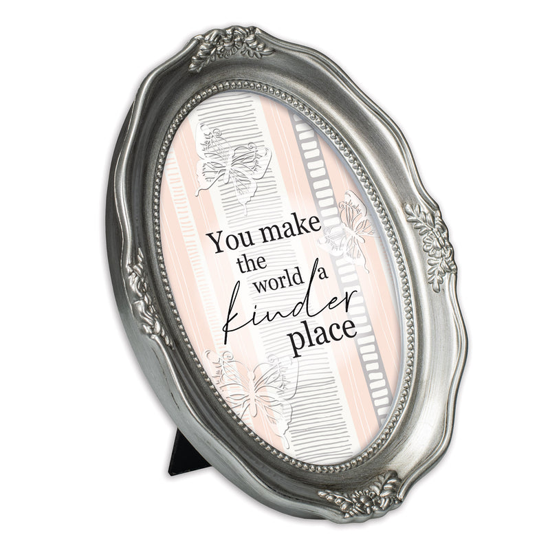 Make The World A Kinder Place Silver 5 x 7 Oval Wall And Tabletop Photo Frame