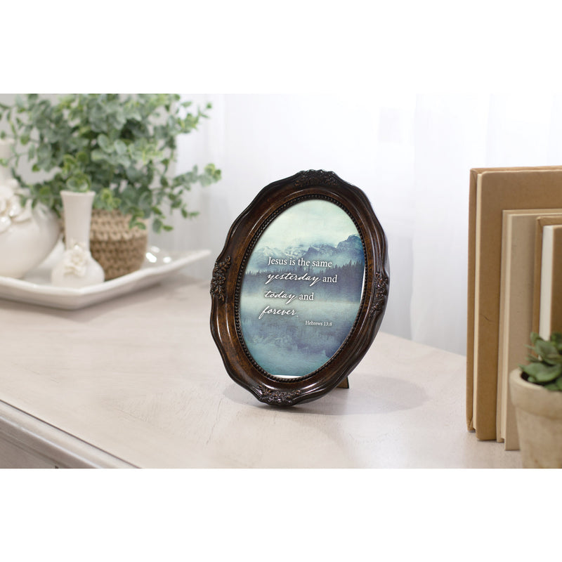 Jesus Is The Same Today And Forever Amber 5 x 7 Oval Wall And Tabletop Photo Frame