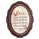 Love Bears All Inspirational Mahogany Finish Wavy 5 x 7 Oval Table and Wall Photo Frame