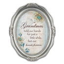 Grandmas Hold Hands Hearts Brushed Silver Wavy 5 x 7 Oval Table and Wall Photo Frame