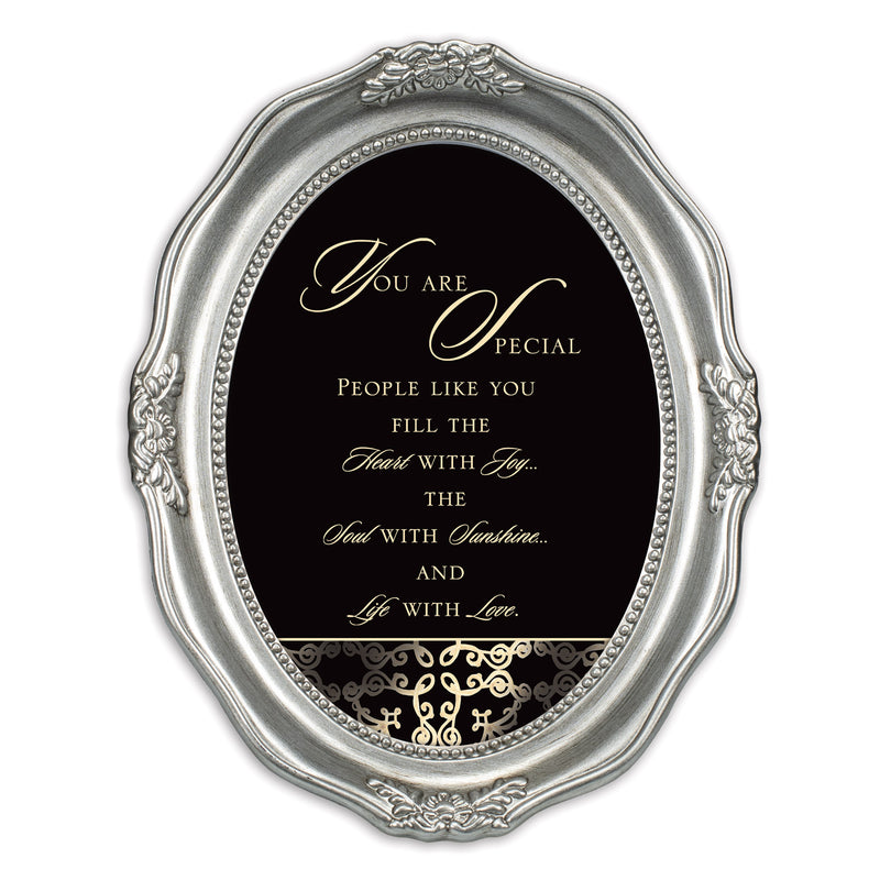 You Are Special Heart With Joy Brushed Silver Wavy 5 x 7 Oval Table and Wall Photo Frame