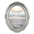 Footprints In The Sand Brushed Silver Wavy 5 x 7 Oval Table and Wall Photo Frame