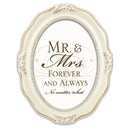 Mr. & Mrs. Forever And Always Distressed Ivory Wavy 5 x 7 Oval Table and Wall Photo Frame