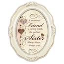 Treasured Friend Caring Heart Distressed Ivory Wavy 5 x 7 Oval Table and Wall Photo Frame