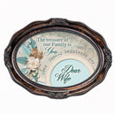 Wife The Treasure Of Our Family Burlwood Finish Wavy 5 x 7 Oval Table and Wall Photo Frame