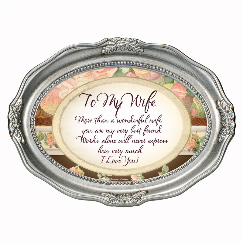 To My Wife More Than Wonderful Brushed Silver Wavy 5 x 7 Oval Table and Wall Photo Frame