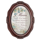 Mom Inspires Comforts Encourages Mahogany Finish Wavy 5 x 7 Oval Table and Wall Photo Frame