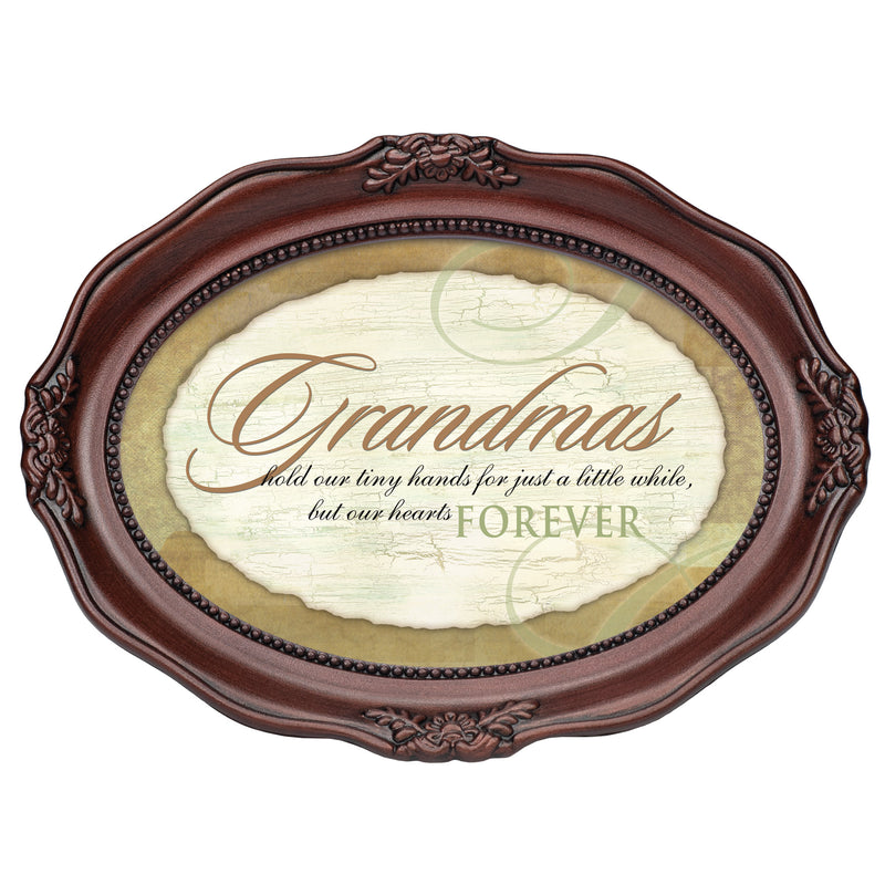 Grandmas Hold Hands a Little While Mahogany Finish Wavy 5 x 7 Oval Table and Wall Photo Frame