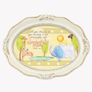 Wonderfully Made Inspirational Distressed Ivory Wavy 5 x 7 Oval Table and Wall Photo Frame