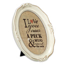 Cottage Garden Footprints in The Sand Burlwood Finish Wavy 5 x 7 Oval Table and Wall Photo Frame