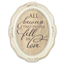 Cottage Garden I Love You A Bushel & A Peck Distressed Ivory Wavy 5 x 7 Oval Table and Wall Photo Frame