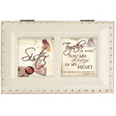 Cottage Garden Sister Always in My Heart Ivory Rope Trim Jewelry Music Box Plays Ave Maria