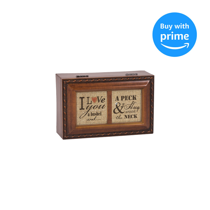 Cottage Garden Love You a Bushel and a Peck Woodgrain Rope Trim Jewelry Music Box Plays You Light Up My Life