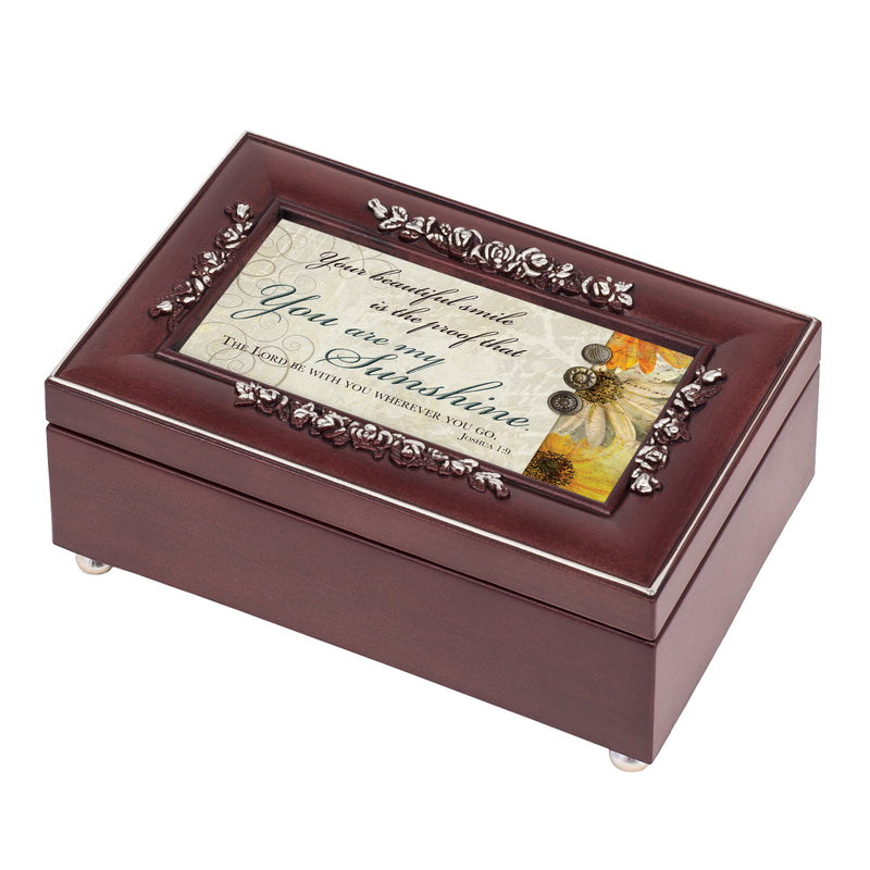 Cottage Garden Your Beautiful Smile Rosewood Finish Jewelry Music Box - Plays You are My Sunshine