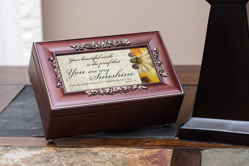 Cottage Garden Your Beautiful Smile Rosewood Finish Jewelry Music Box - Plays You are My Sunshine