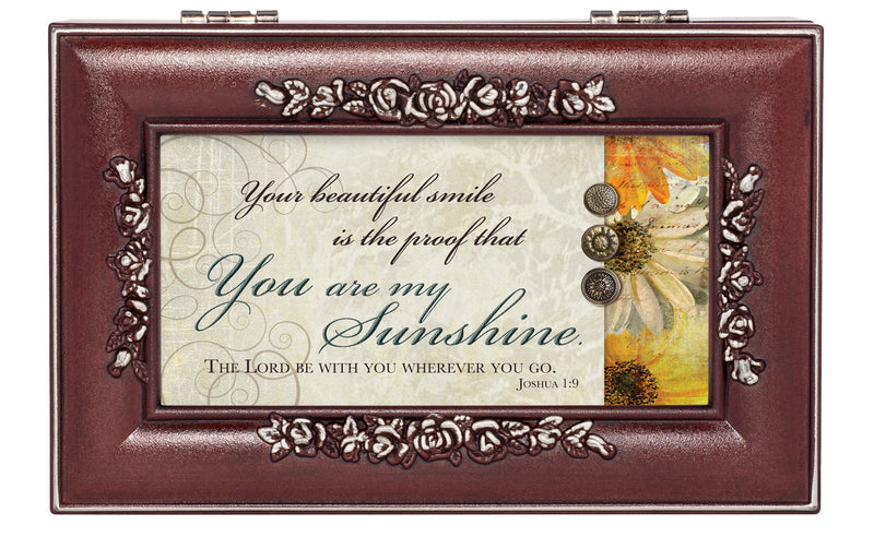 Cottage Garden Daughter Sending Thoughts of Love Burlwood Jewelry Music Box Plays You are My Sunshine