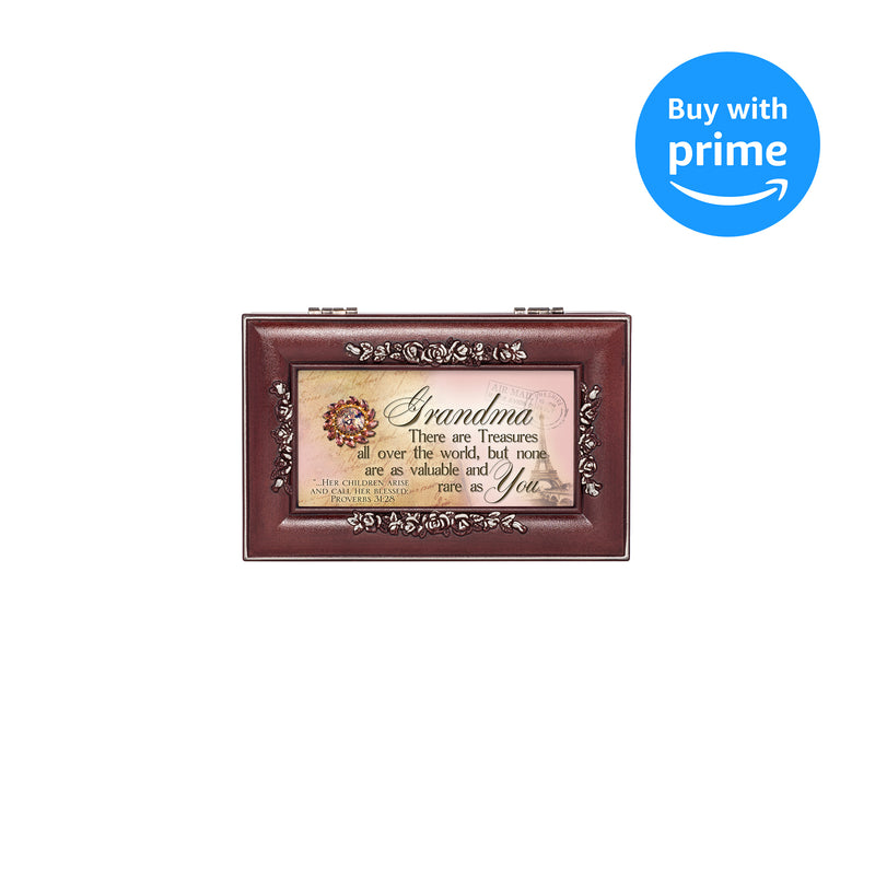 Cottage Garden Grandma Treasures All Over Rosewood Jewelry Music Box Plays You are My Sunshine