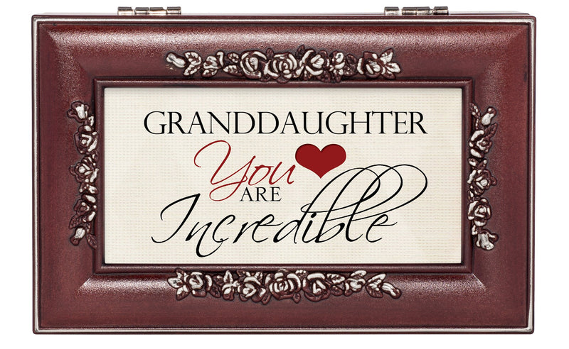 Cottage Garden Granddaughter You are Incredible Rosewood Jewelry Music Box Plays You are My Sunshine