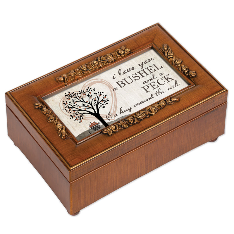 Cottage Garden Nana I Love You Rosewood Finish Embossed Silver Rose Jewelry Music Box - Plays Tune Canon in D