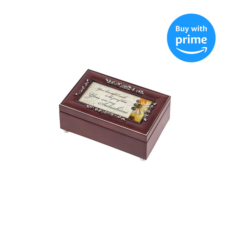 Cottage Garden Beautiful Smile Proof Rosewood Jewelry Music Box Plays You are My Sunshine