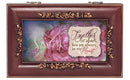 Cottage Garden Sister Always in My Heart Rosewood Silver Trim Rose Music Box - Plays Tune Canon in D