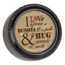 Cottage Garden I Love You a Bushel and a Peck Woodgrain Rope Trim Round Jewelry Keepsake Box