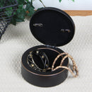 Cottage Garden I Love You A Bushel & A Peck Black with Gold Rope Trim Round Jewelry Keepsake Box