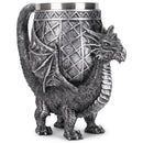 Cottage Garden Dragon Antique Silver 14 ounce Resin Goblet Chalice Mug