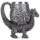 Cottage Garden Dragon Antique Silver 14 ounce Resin Goblet Chalice Mug