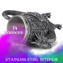 Cottage Garden Dragon Antique Silver 14 ounce Resin Goblet Chalice Mug