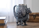 Cottage Garden Dragon Antique Silver 14 ounce Resin Goblet Chalice Mug