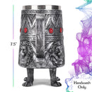 Cottage Garden Lion Antique Silver Jeweled 14 ounce Resin Goblet Chalice Mug