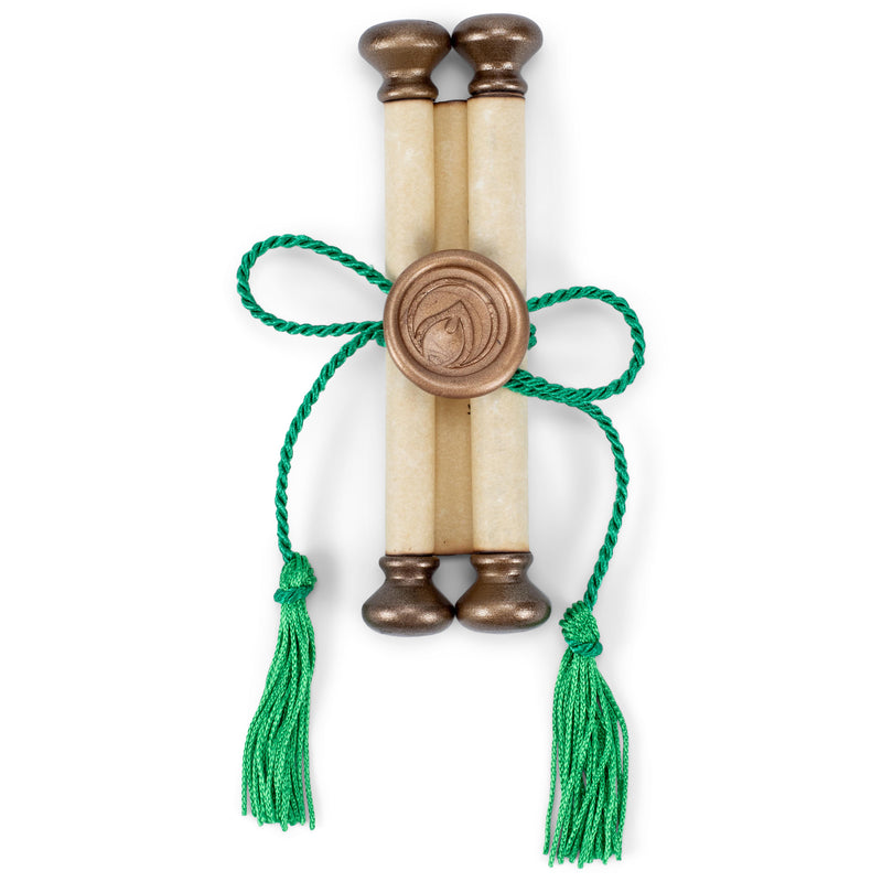 Cottage Garden Charge Gold With Green Tassel Small Parchment Wand Scroll With Seal