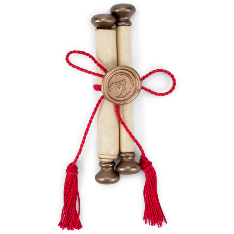 Cottage Garden Courage Gold With Red Tassel Small Parchment Wand Scroll With Seal