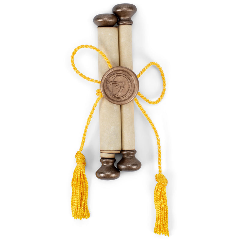 Cottage Garden Faithful Gold With Yellow Tassel Small Parchment Wand Scroll With Seal