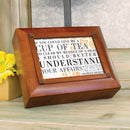 My Dear Give Me A Cup Woodgrain Tea Storage Chest and Jewelry Box