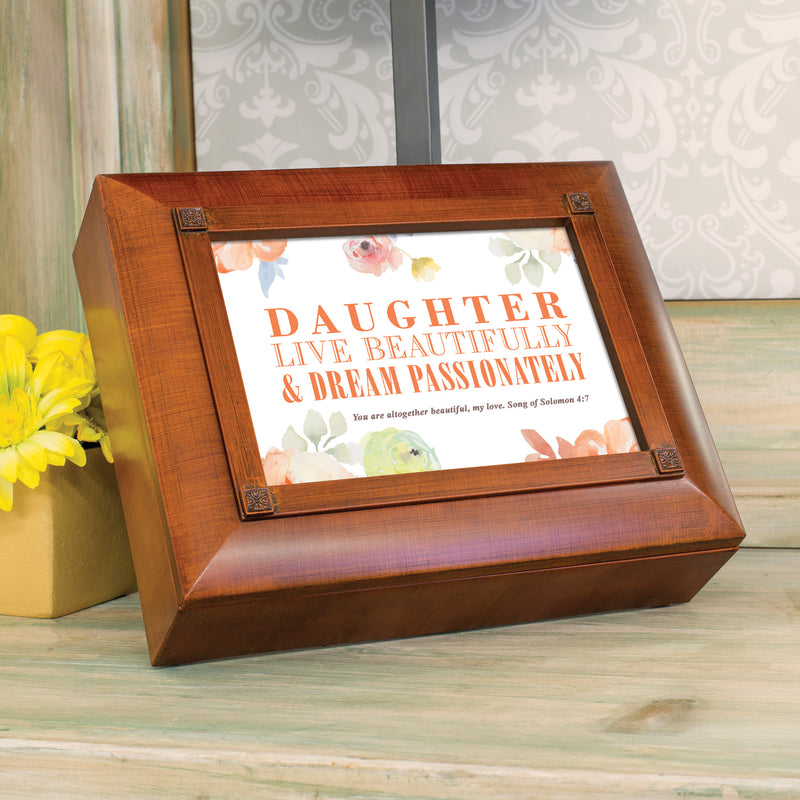 Daughter Live Dream Passionately Tea Storage Chest and Jewelry Box
