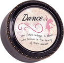 Cottage Garden Future Belongs to Those Who Believe Black Rope Trim Petite Round Jewelry and Keepsake Box