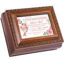 On Your Confirmation Brown Rope Trim Tiny Square Keepsake Box