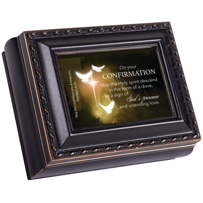 On Your Confirmation Black Rope Trim Tiny Square Keepsake Box