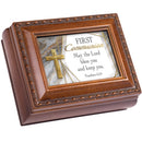First Communion Lord Ivory Rope Trim Tiny Square Keepsake Box
