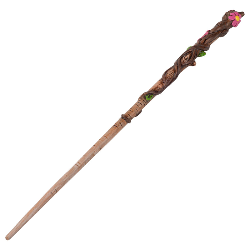 Cottage Garden Brown Woodgrain Pink Flower 13.75 inch Resin Collectible Cosplay Magic Wand…
