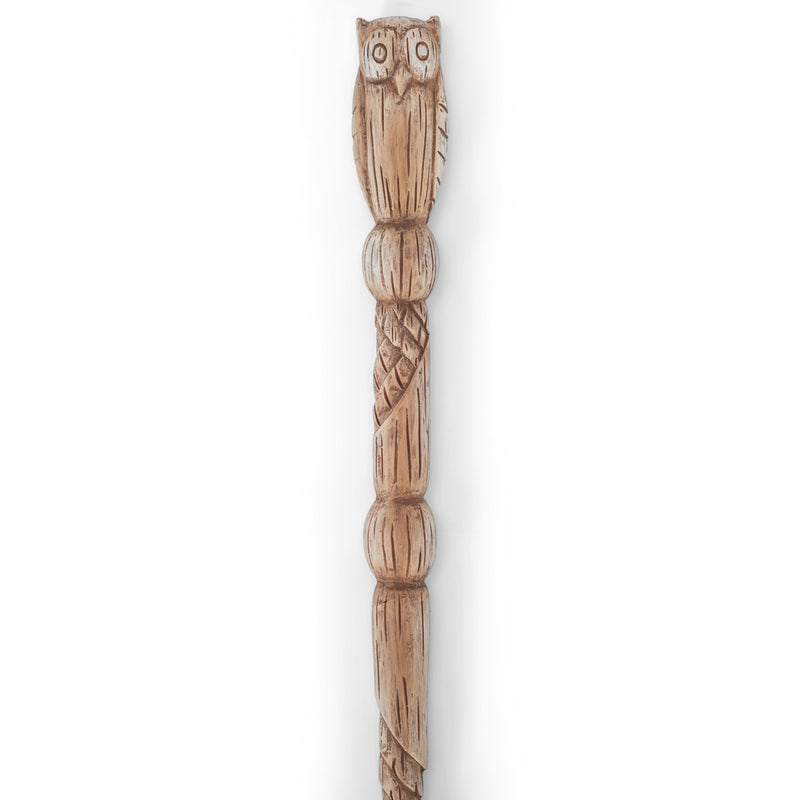 Natural Brown Woodgrain Owl 13.75 inch Resin Costume Magic Wand