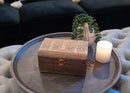 Cottage Garden Blessed Copper Tone Metal Stamped Round Top Trunk Keepsake Box