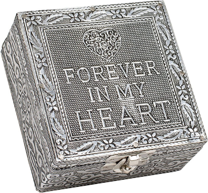 Cottage Garden Forever in My Heart Silver Color Metal Jewelry Keepsake Decorative Box