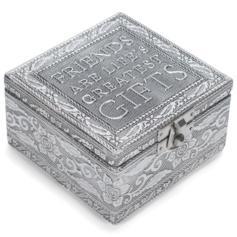 Cottage Garden Friends Life's Greatest Silver Tone Metal Jewelry Keepsake Box