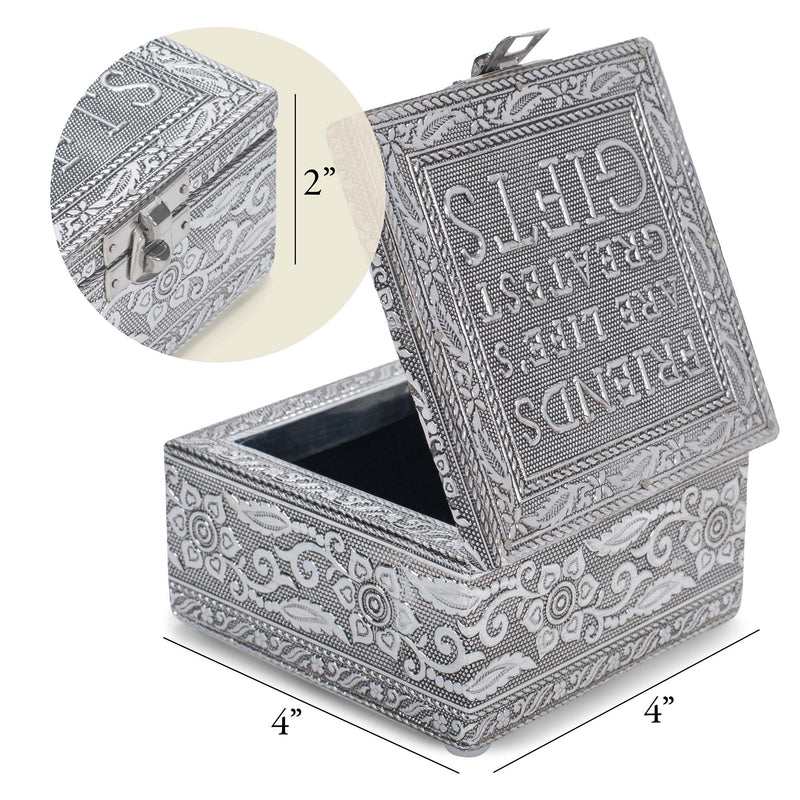 Cottage Garden Friends Life's Greatest Silver Tone Metal Jewelry Keepsake Box