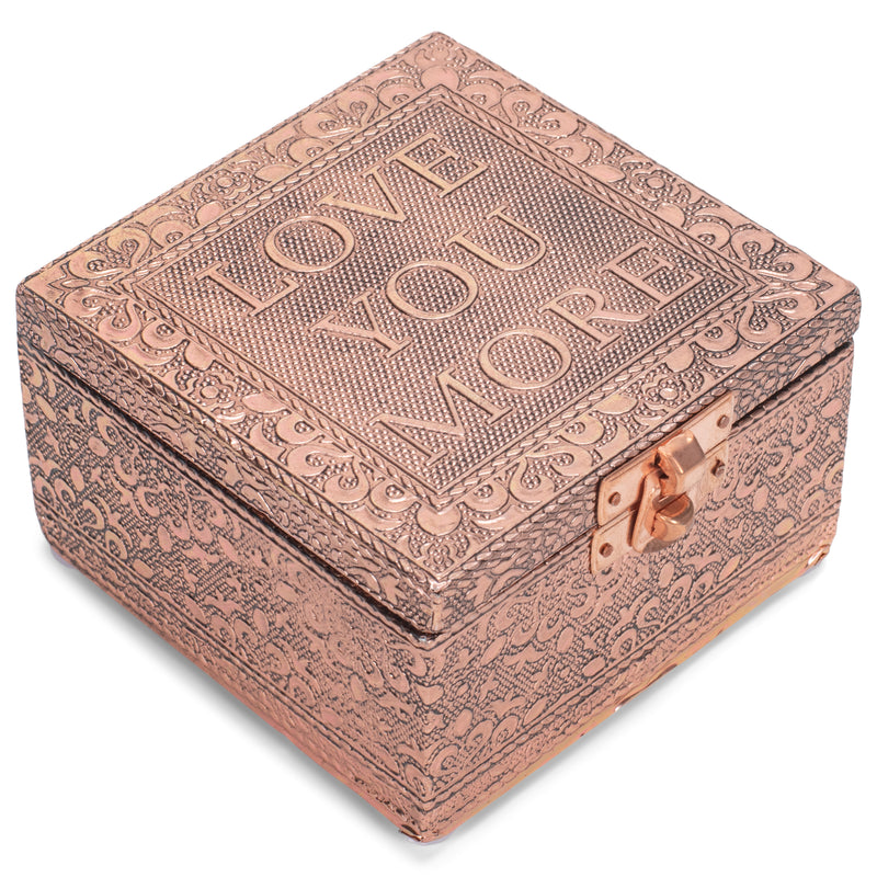 Cottage Garden Love You More Copper Color Metal Jewelry Keepsake Decorative Box